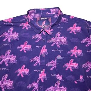 Retro Rifle Shirt Men's 4XL "Saws And Macaws" Button Up Short Sleeve Hawaiian